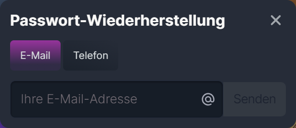 Passwort-Wiederherstellung E-Mail oder Telefon