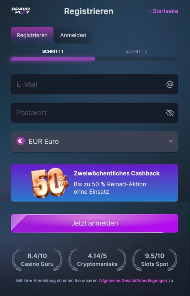 registration-1 Registrierung Schritt eins E-Mail Passwort Euro
