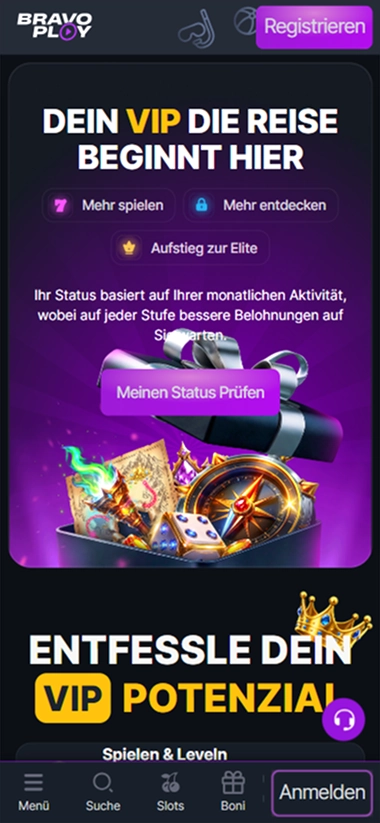 Mobile VIP Seite Stufen Status Belohnungen
